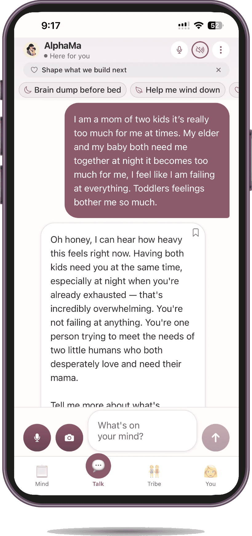 AlphaMa supporting a new mom who feels she is failing