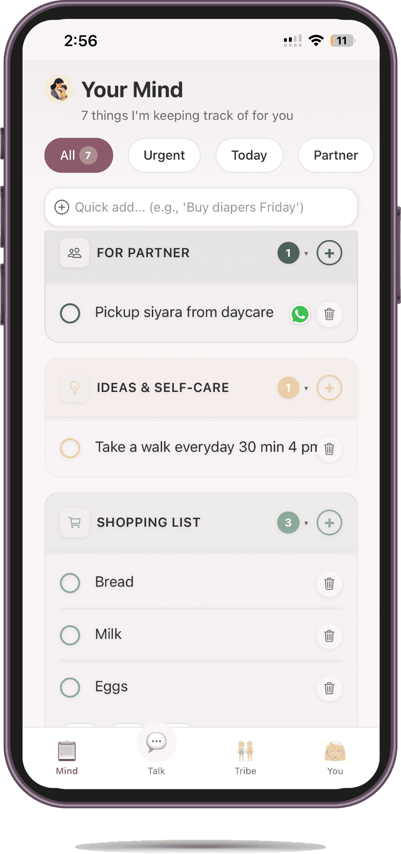 AlphaMa organizing mental load into categories