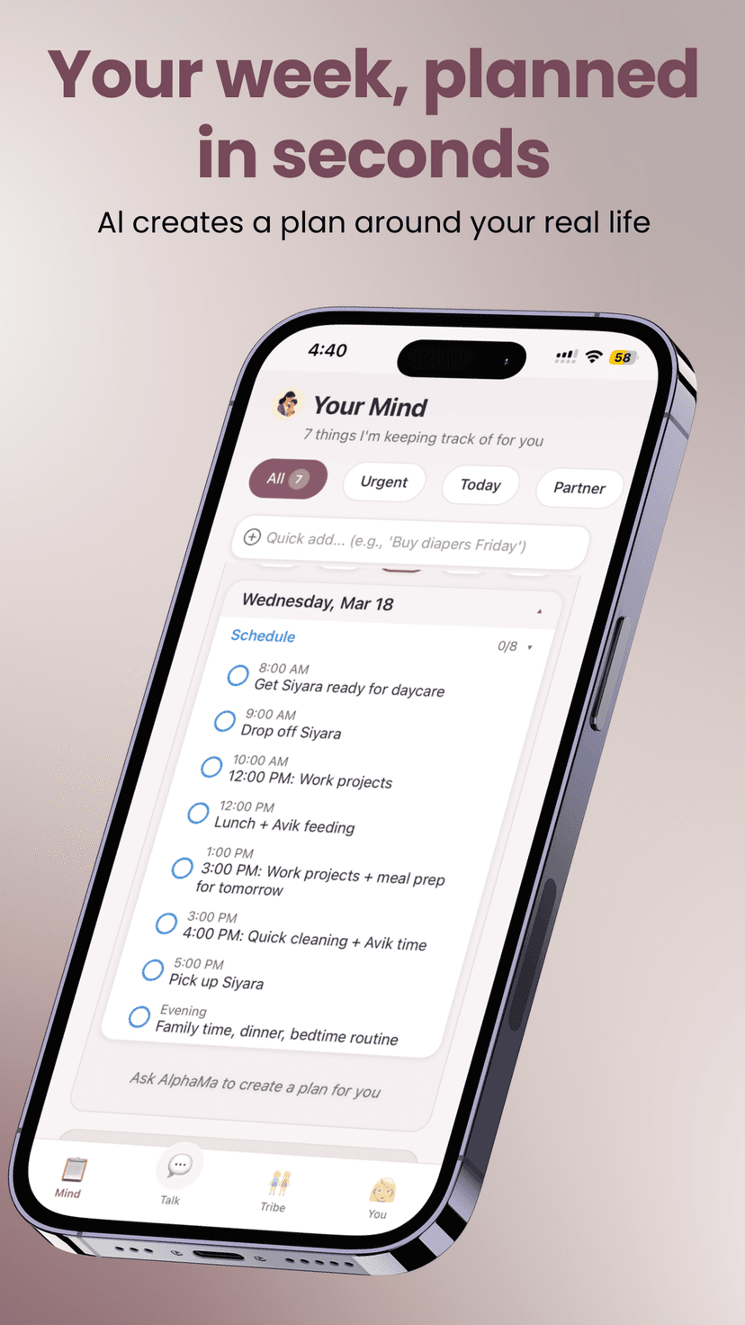 AlphaMa weekly planning — your week planned in seconds